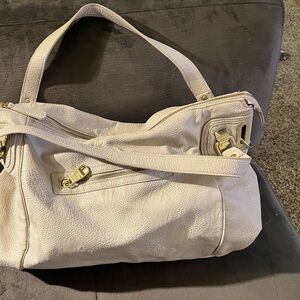 Steve Madden Roomy Beige Pebble Leather Shoulder, Hobo, Tote